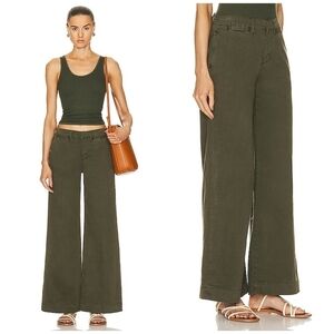 FRAME Wide Leg Tomboy Trouser Olive Green